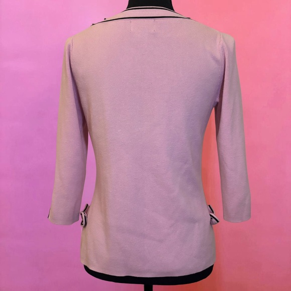 Vintage Y2K Sandra King Pink Knit Top w Black Button Details - Size Small - Picture 3 of 9